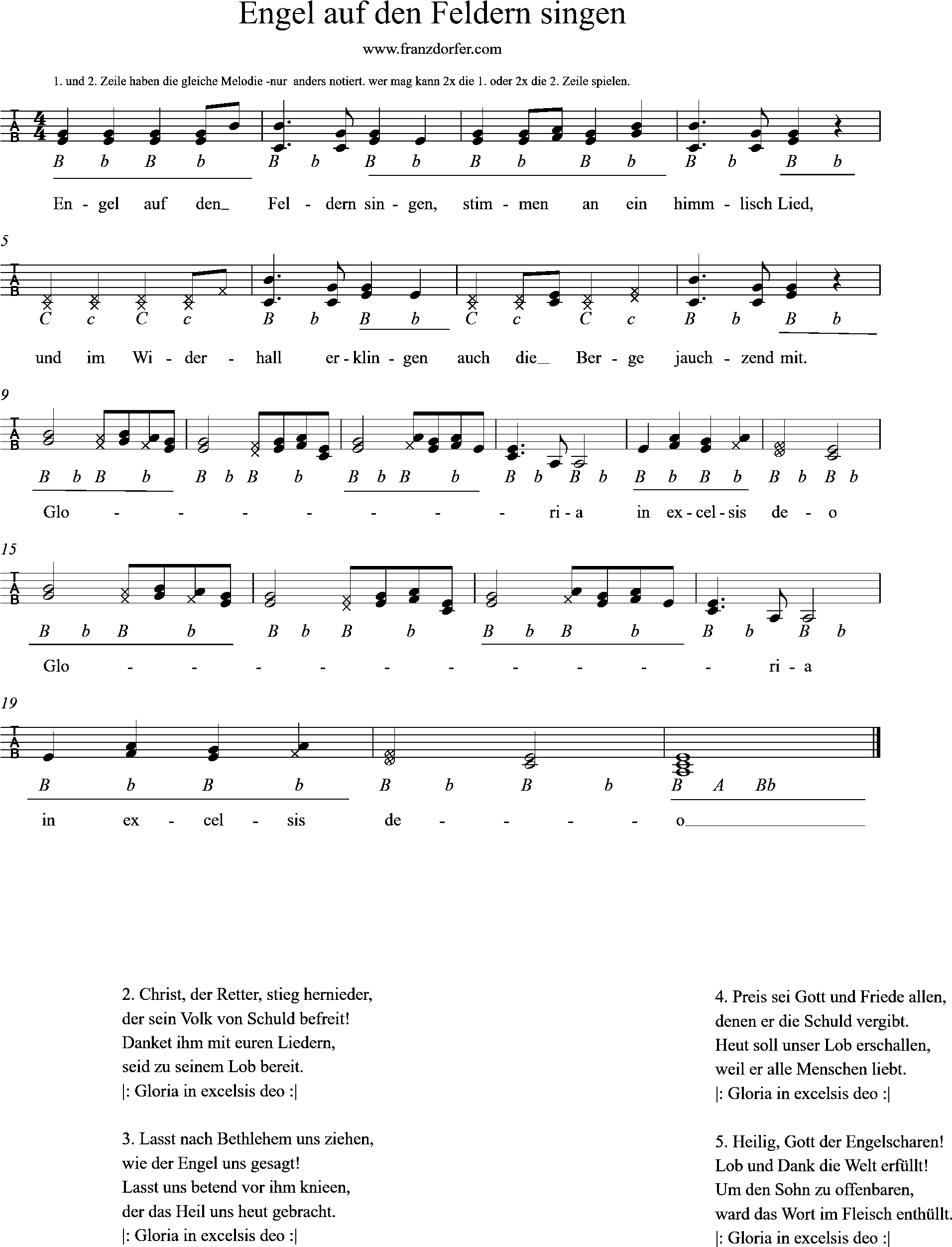 Griffschrift- Engel auf den Feldern singen steirische Harmonika lernen - Engel auf den Feldern singen